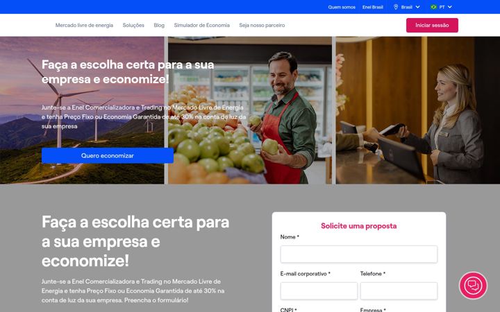 Captură de ecran a enelcomercializadora.com.br