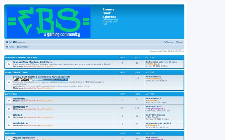 Screenshot ta' enemyboat.co.uk