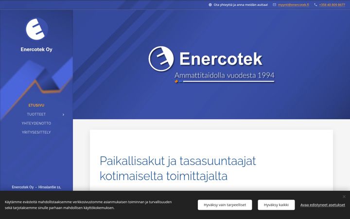 Skärmbild av enercotek.fi