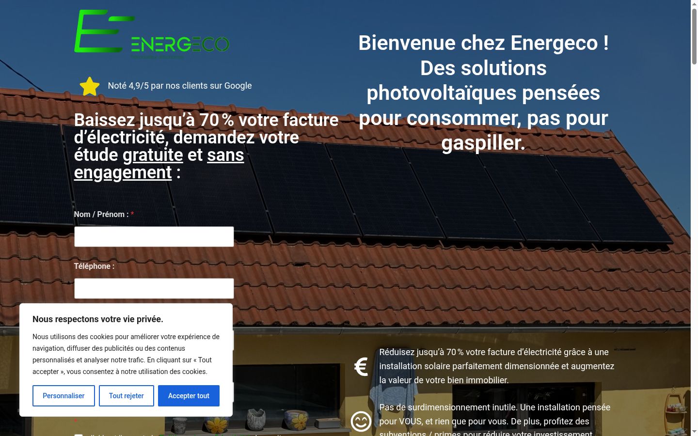 Screenshot tal-banner tal-kunsens muri qabel kwalunkwe interazzjoni