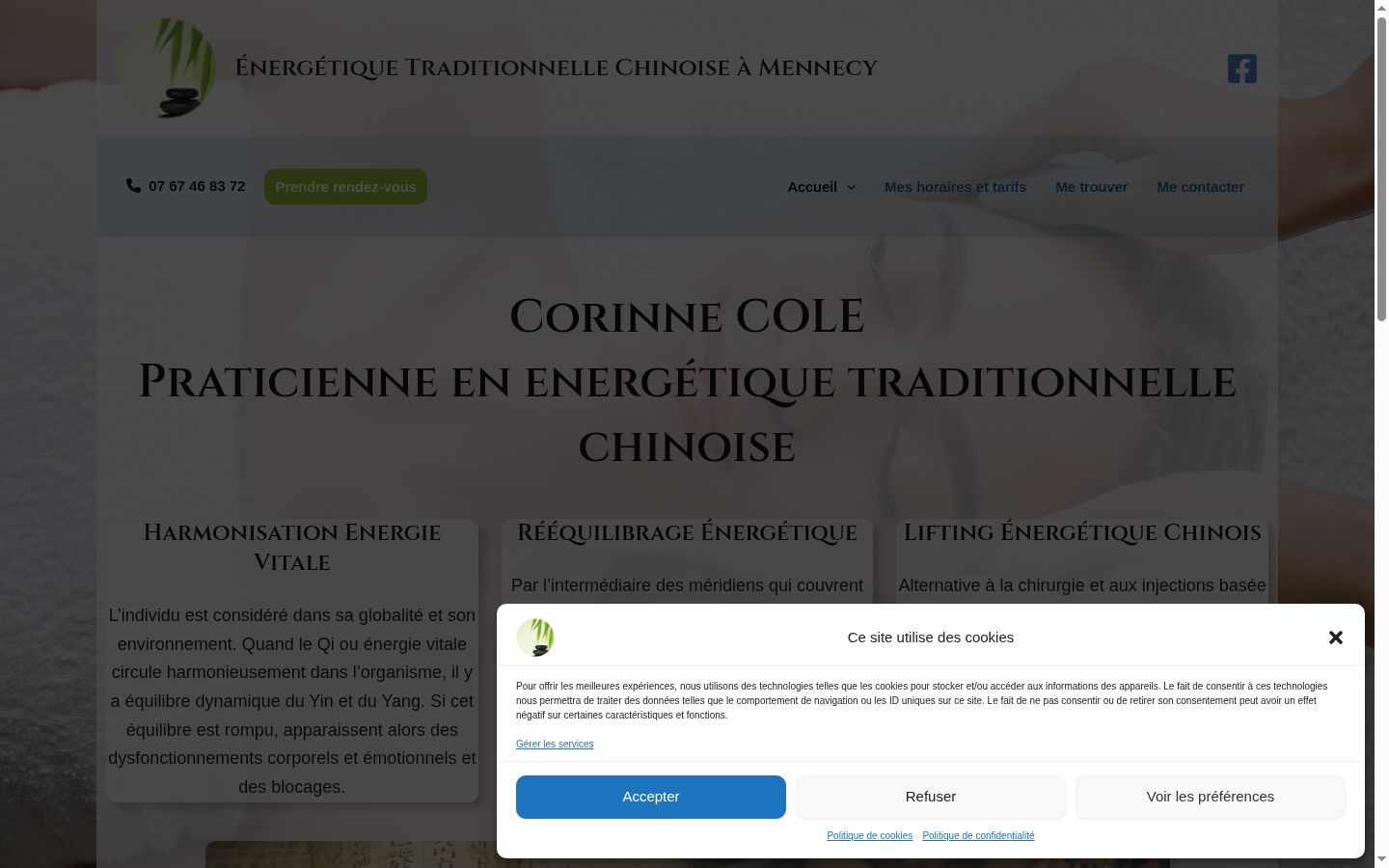 Capture d'écran de la bannière de consentement affichée avant toute interaction