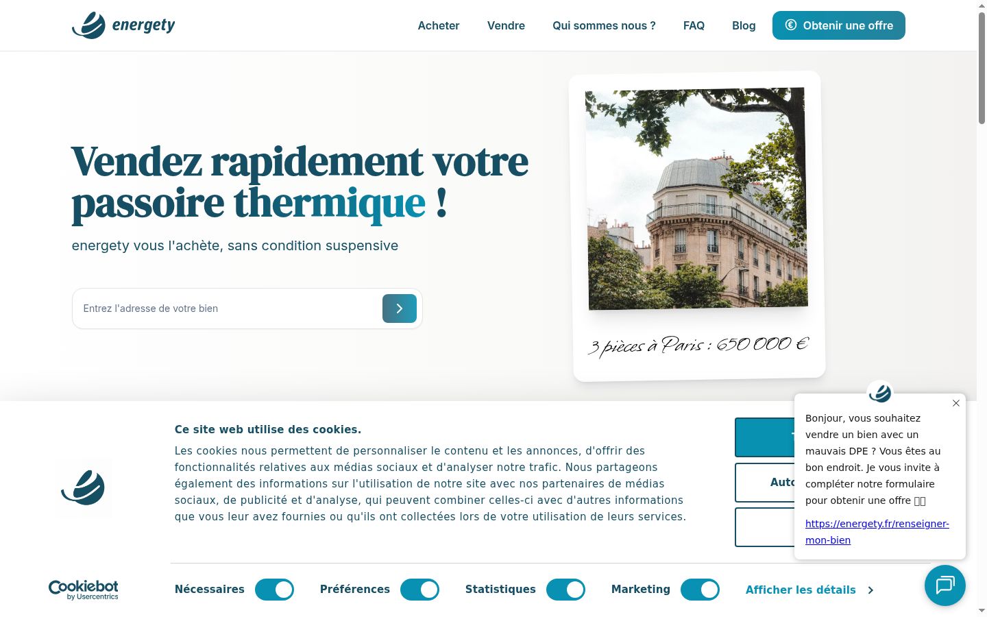 Screenshot of the consent banner shown before any interaction