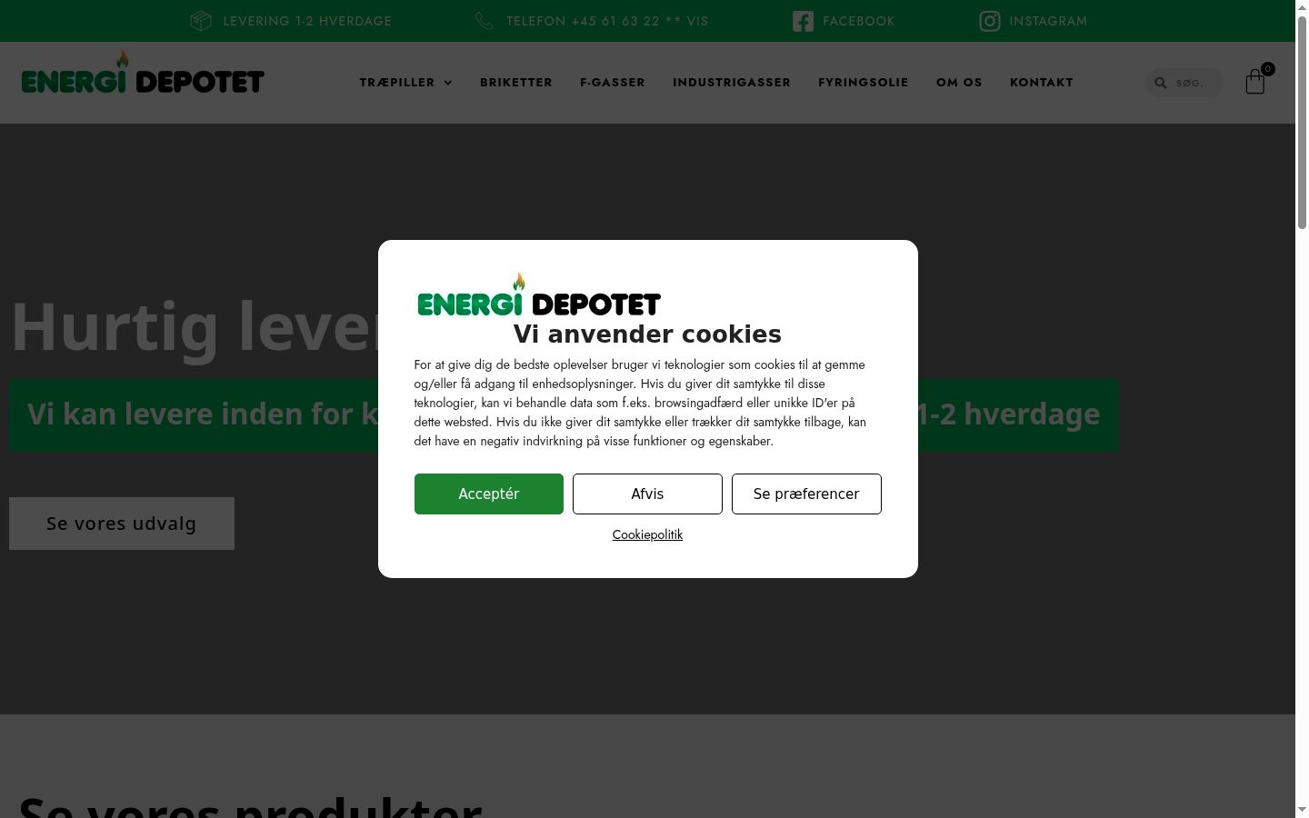 Skärmbild av samtyckesbannern som visades före någon interaktion