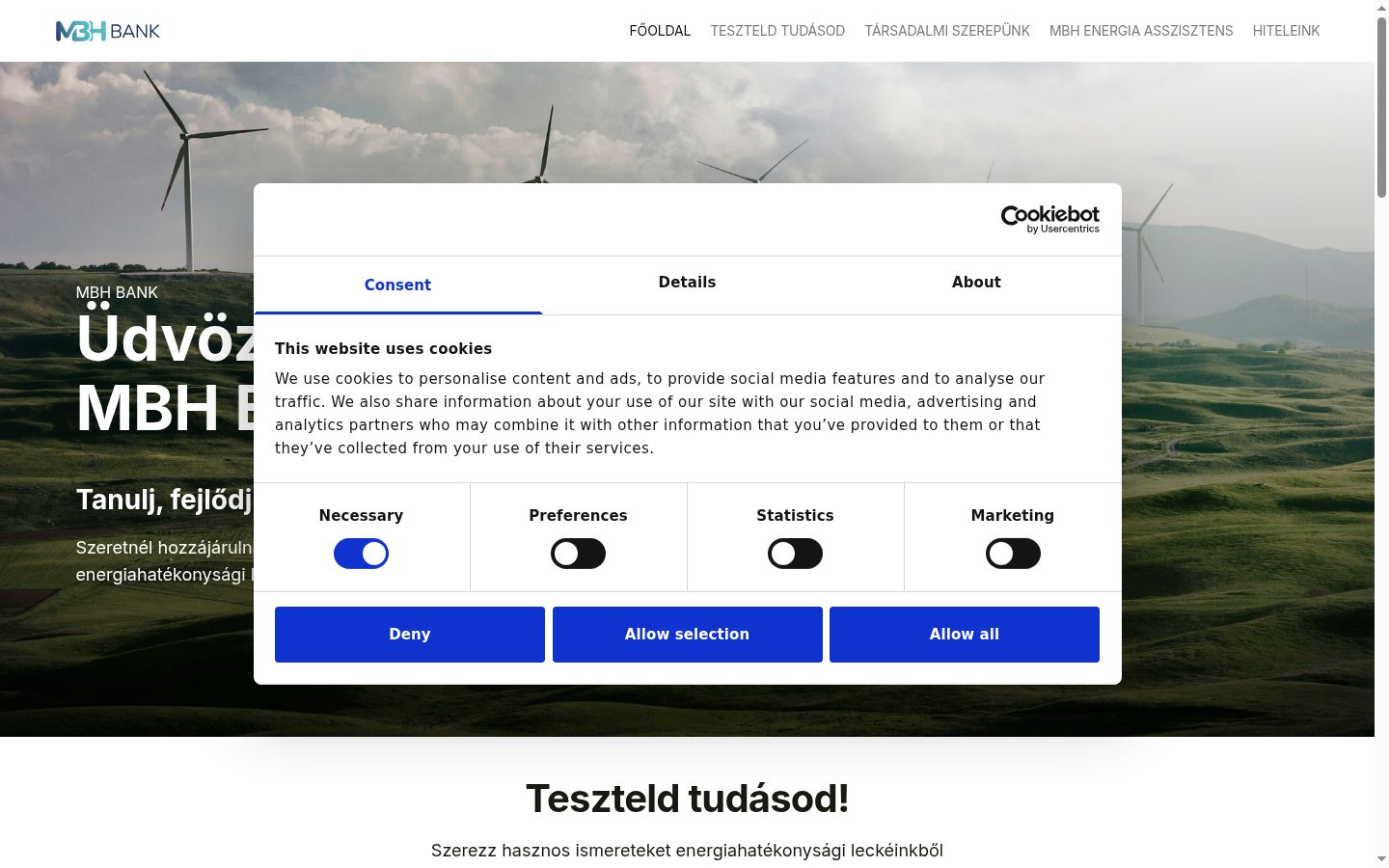 Snímek obrazovky baneru souhlasu zobrazeného před jakoukoli interakcí