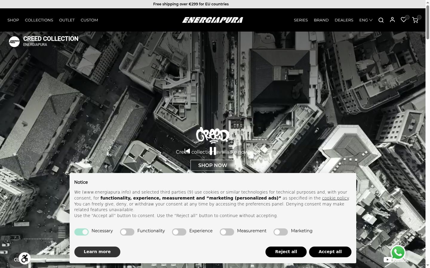 Capture d'écran de la bannière de consentement affichée avant toute interaction