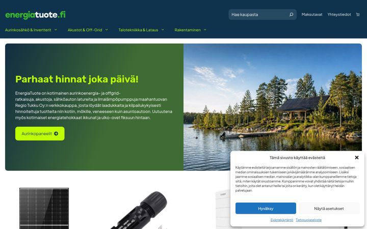 Екранна снимка на energiatuote.fi