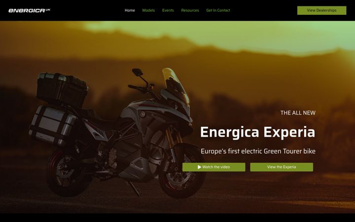Snímek obrazovky energicamotorcycles.co.uk