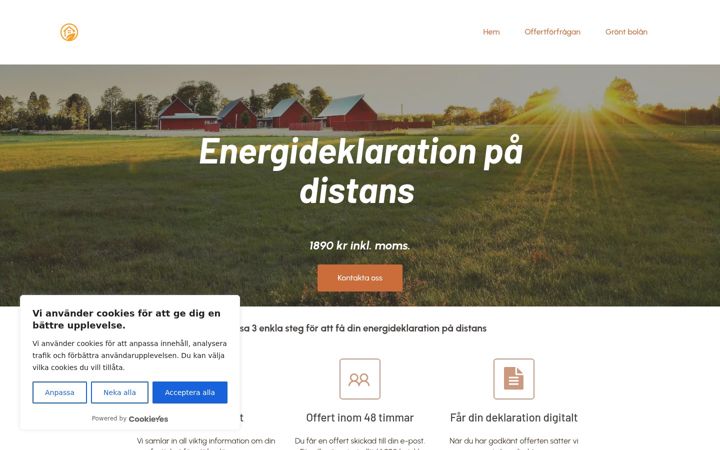 Screenshot von energideklarationdistans.se
