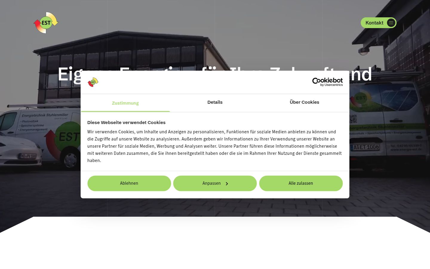 Screenshot des Einwilligungsbanners vor jeglicher Interaktion