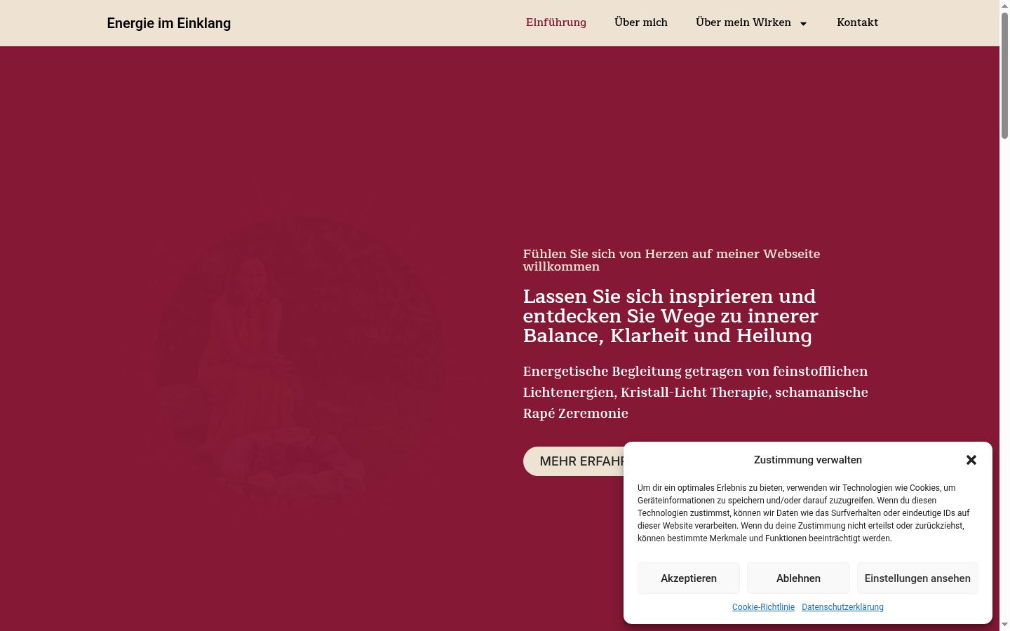 Screenshot des Einwilligungsbanners vor jeglicher Interaktion