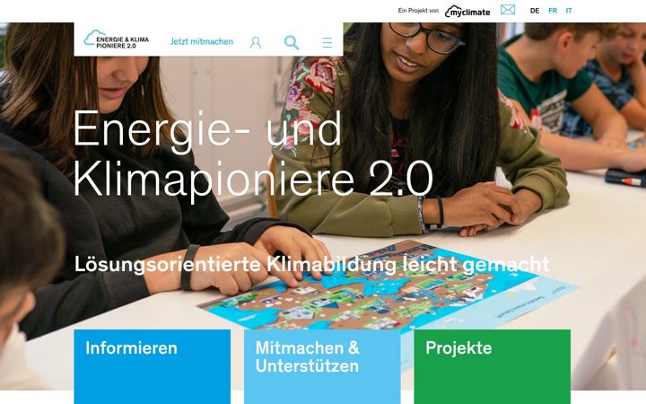 Capture d'écran de energie-klimapioniere.ch