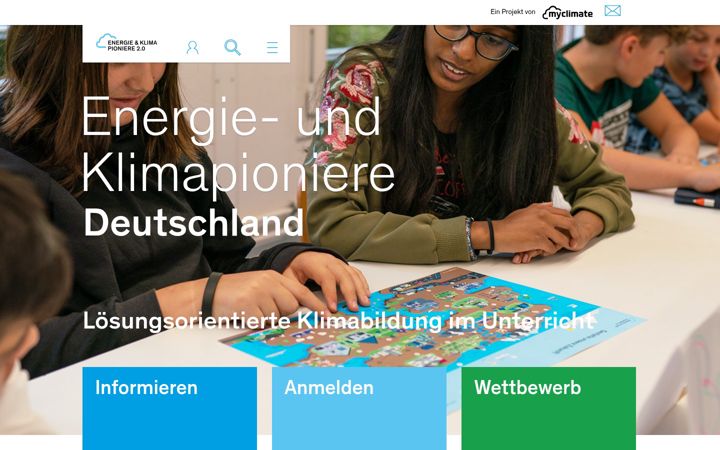Screenshot von energie-klimapioniere.de