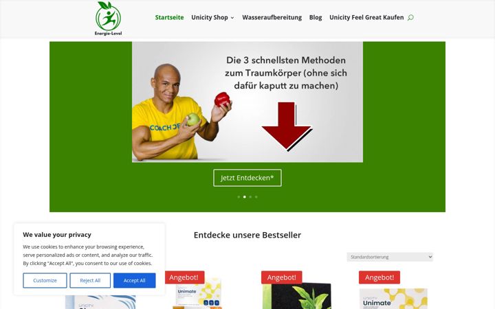 Screenshot von energie-level.de