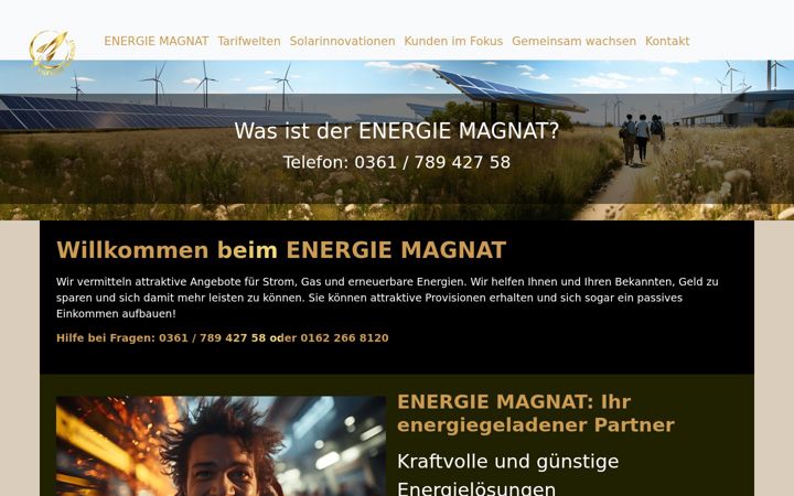 Screenshot von energie-magnat.de