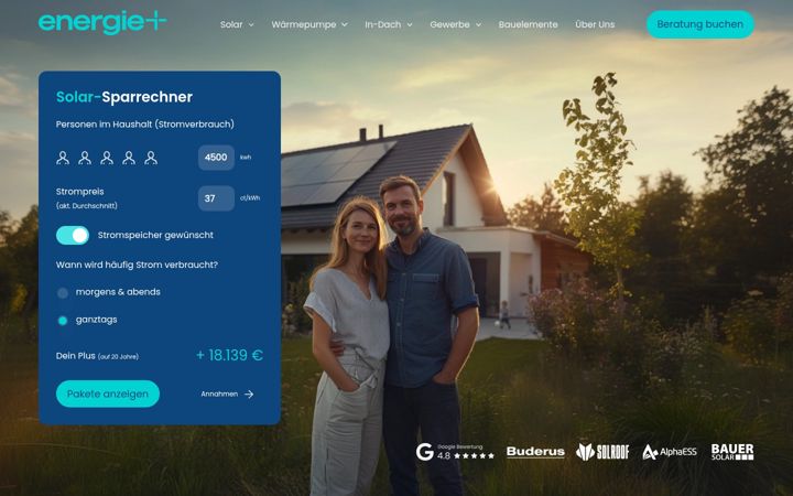 Screenshot von energie-plus.de
