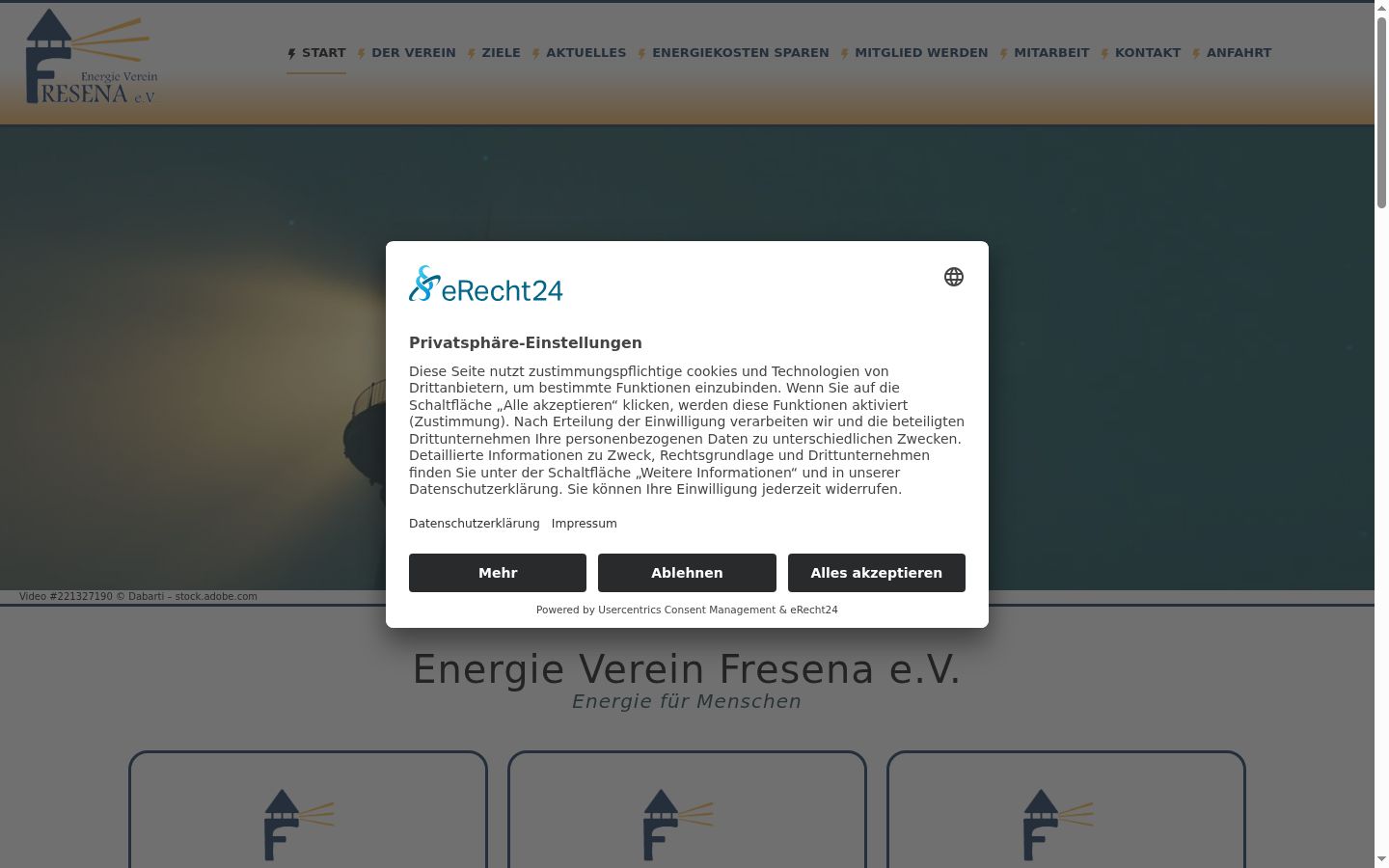 Screenshot tal-banner tal-kunsens muri qabel kwalunkwe interazzjoni