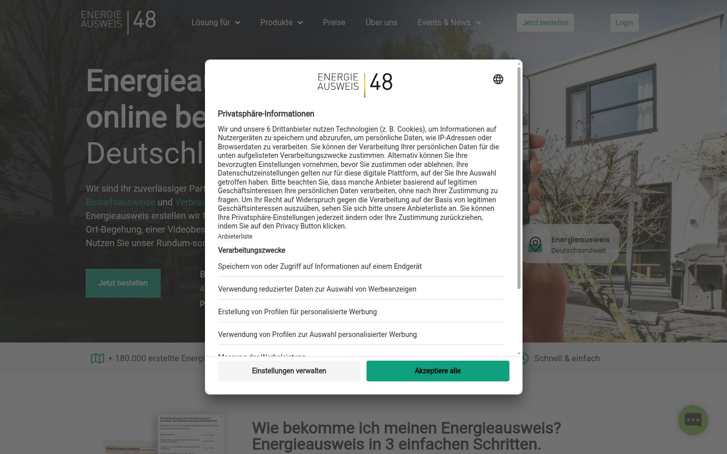 Ekrānuzņēmums ar piekrišanas baneri, kas tika rādīts pirms jebkādas mijiedarbības