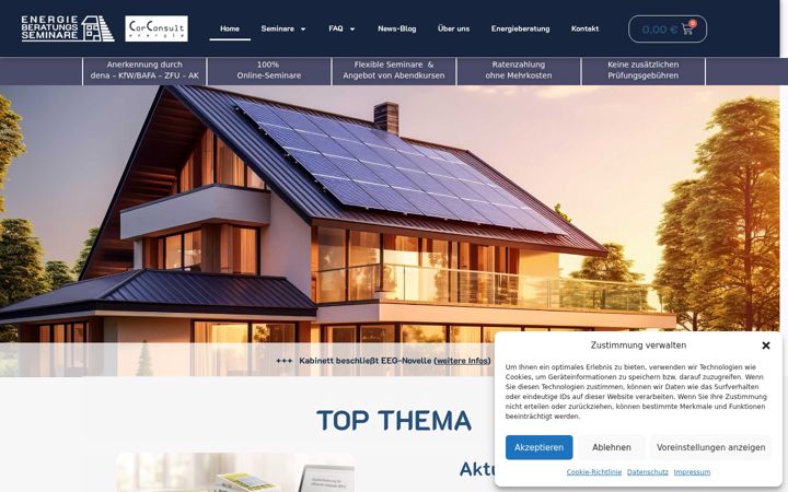 Skjámynd af energieberatungsseminare.de