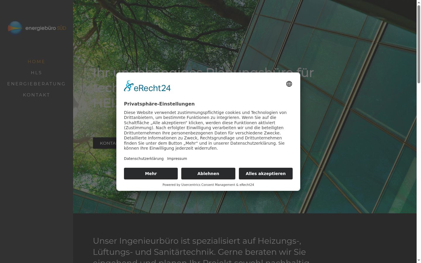 Captura de ecrã do banner de consentimento apresentado antes de qualquer interação