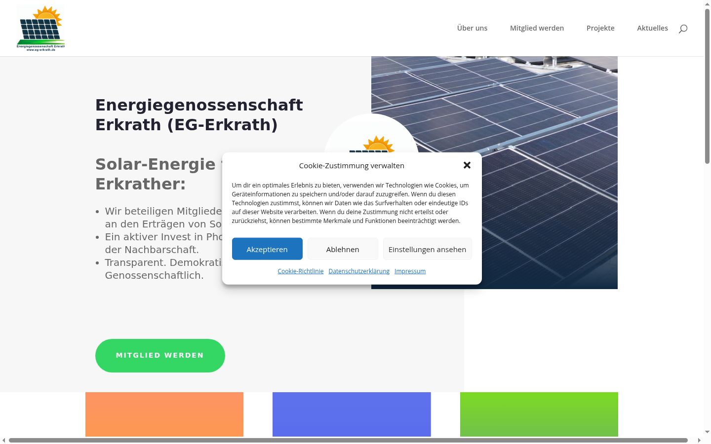 Screenshot des Einwilligungsbanners vor jeglicher Interaktion