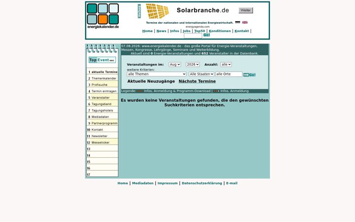 Screenshot of energiekalender.de