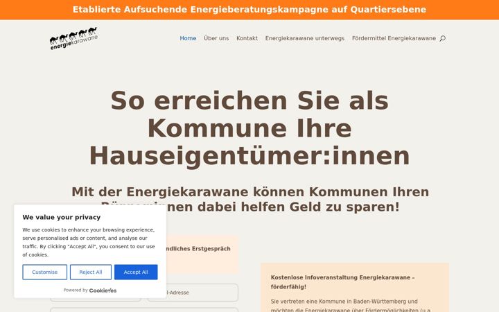 Kuvakaappaus sivustosta energiekarawane.info