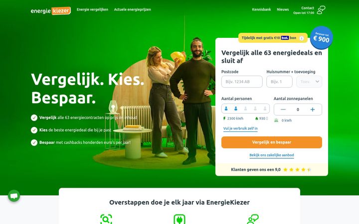 Skjámynd af energiekiezer.nl