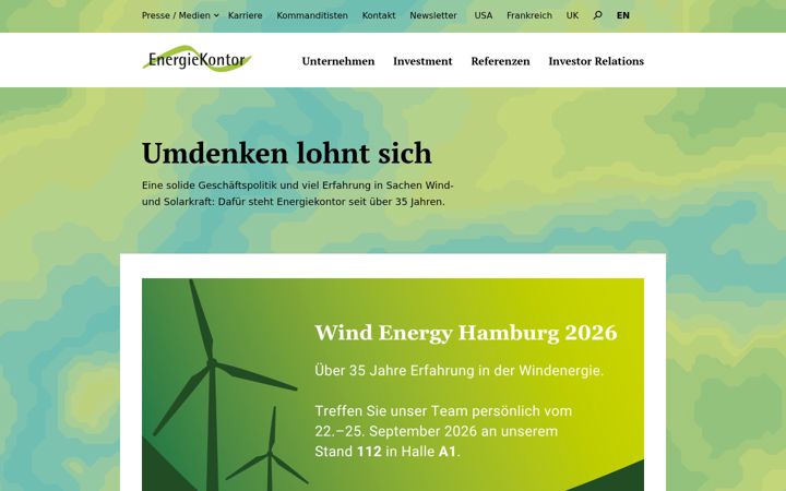 Screenshot di energiekontor.de