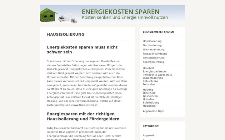Screenshot von energiekosten-sparen.eu