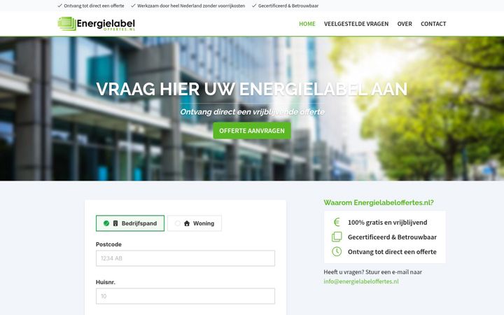 Screenshot του energielabeloffertes.nl