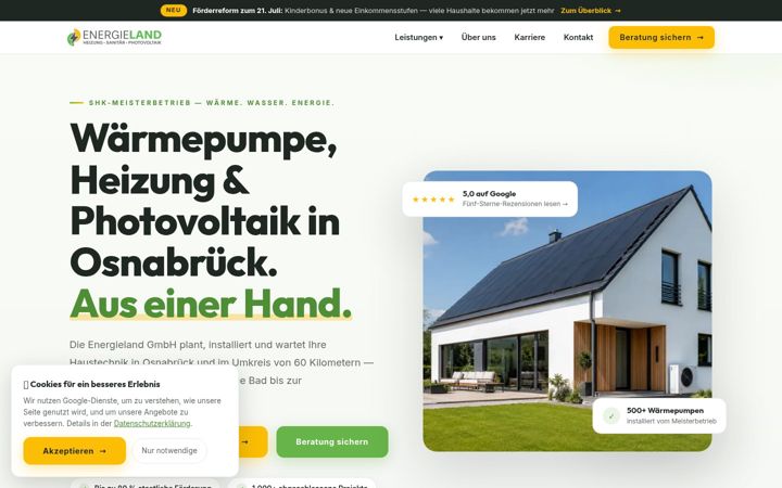 Screenshot di energieland-os.de