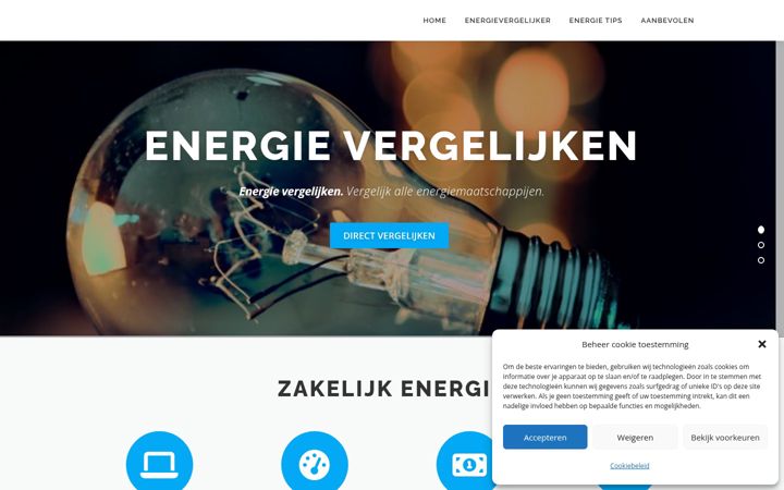 Ekraanipilt saidist energierekeningvergelijken.nl
