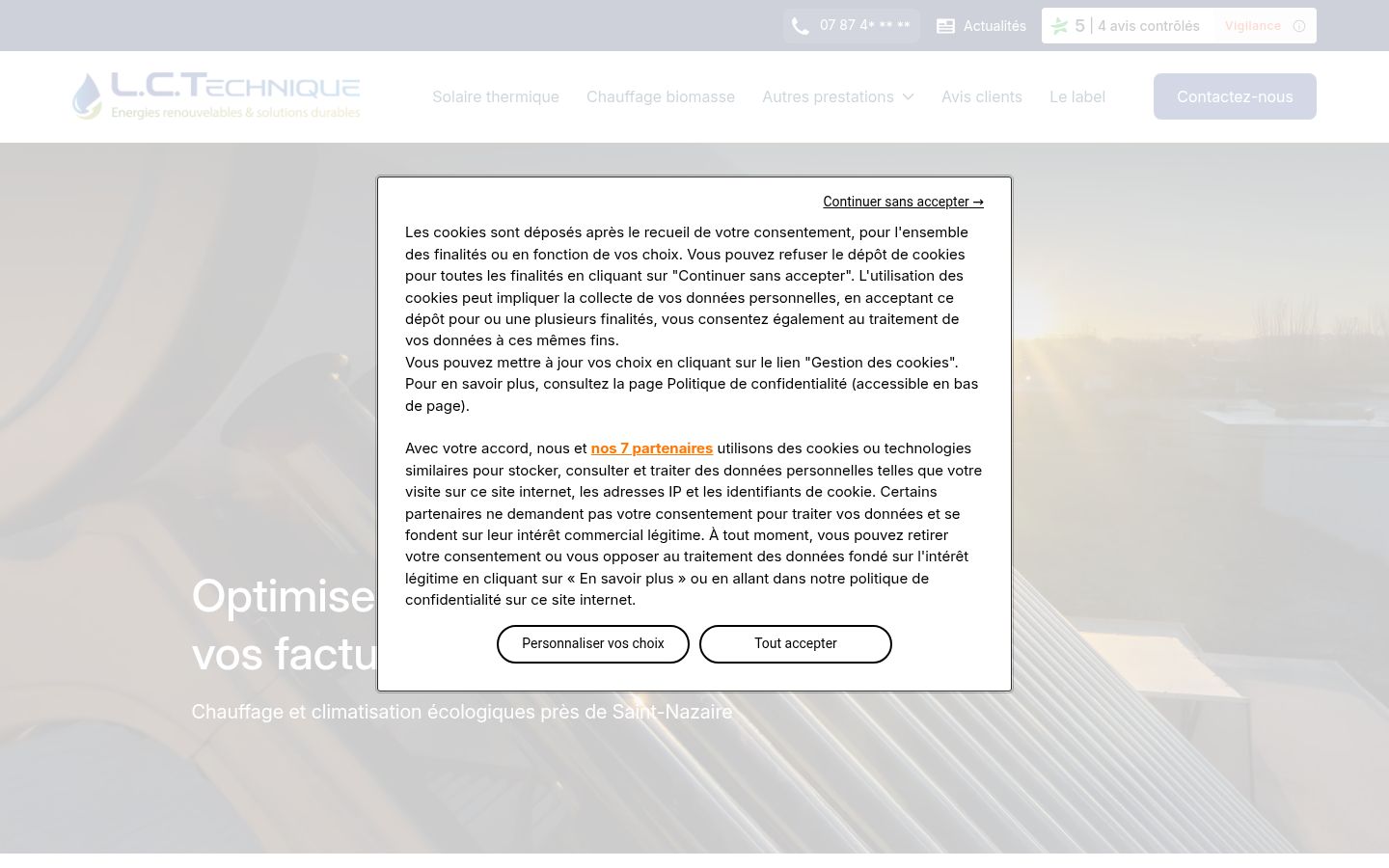 Screenshot of the consent banner shown before any interaction
