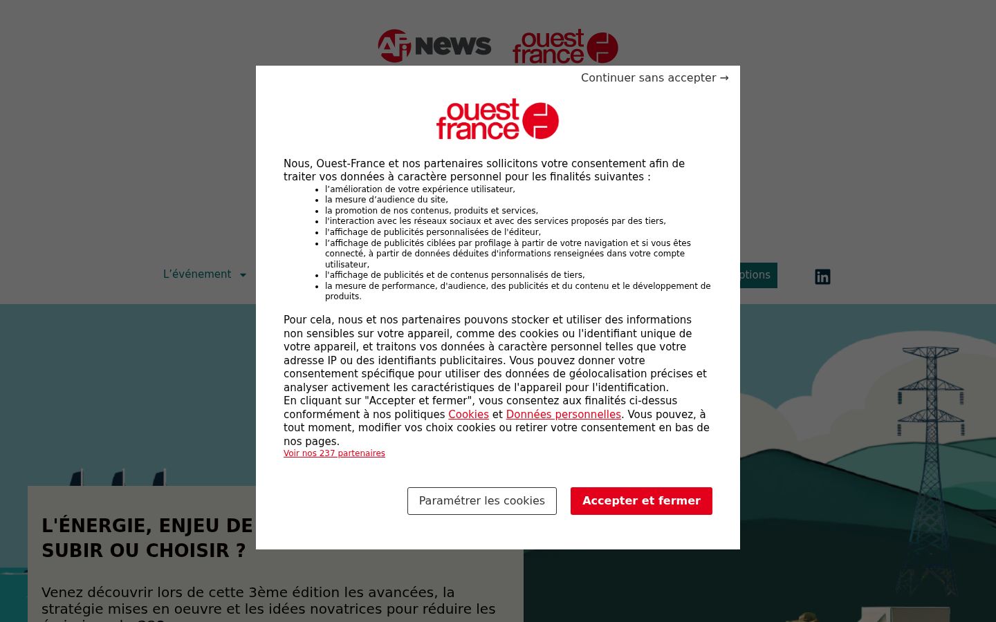 Screenshot of the consent banner shown before any interaction