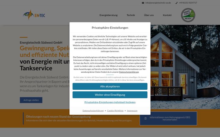 Screenshot of energietechnik-sw.de