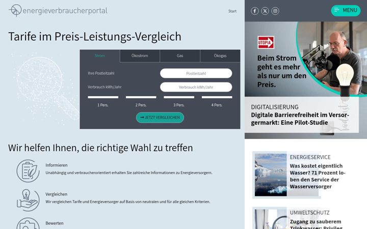 Screenshot of energieverbraucherportal.de