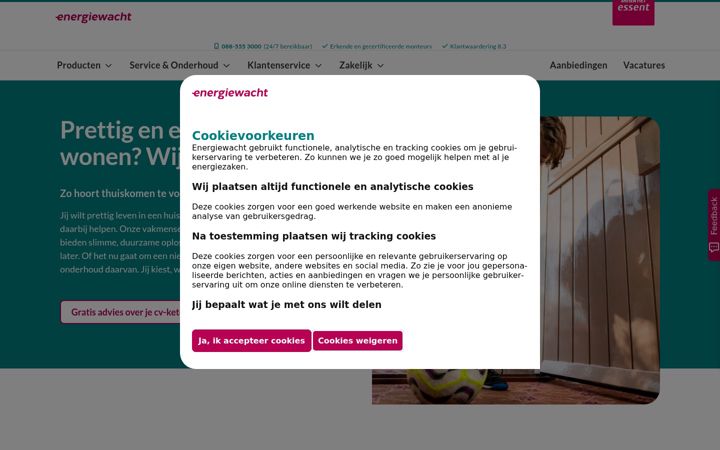 Ekraanipilt saidist energiewacht.nl