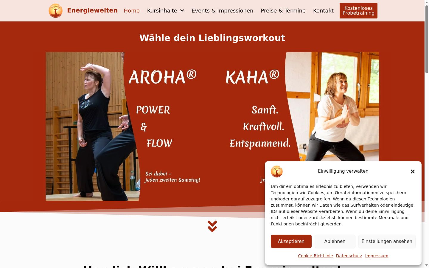 Screenshot des Einwilligungsbanners vor jeglicher Interaktion