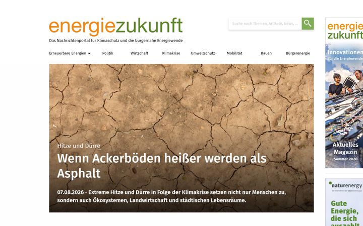 Screenshot von energiezukunft.eu