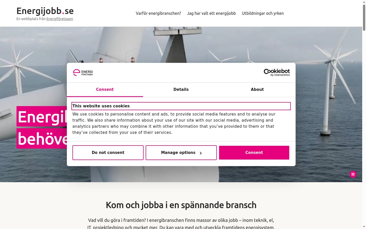 Screenshot des Einwilligungsbanners vor jeglicher Interaktion