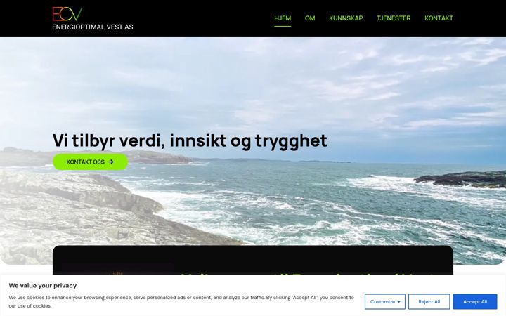 Screenshot van energioptimalvest.no