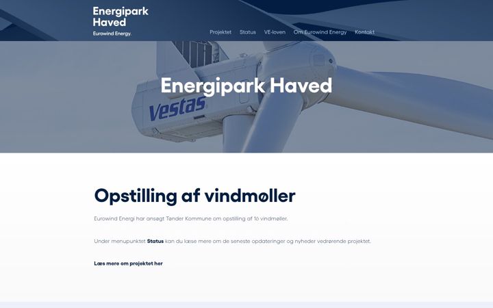 Captura de pantalla de energiparkhaved.dk