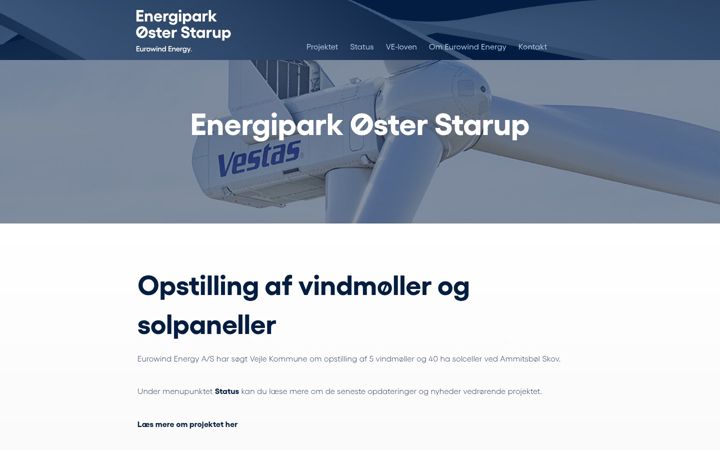Captura de pantalla de energiparkosterstarup.dk