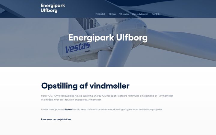 Captura de pantalla de energiparkulfborg.dk