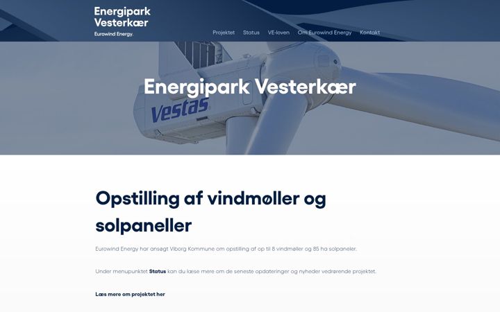 Captura de pantalla de energiparkvesterkaer.dk