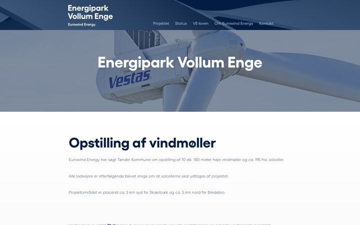 Captura de pantalla de energiparkvollumenge.dk
