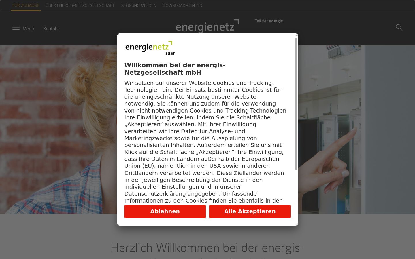 Capture d'écran de la bannière de consentement affichée avant toute interaction