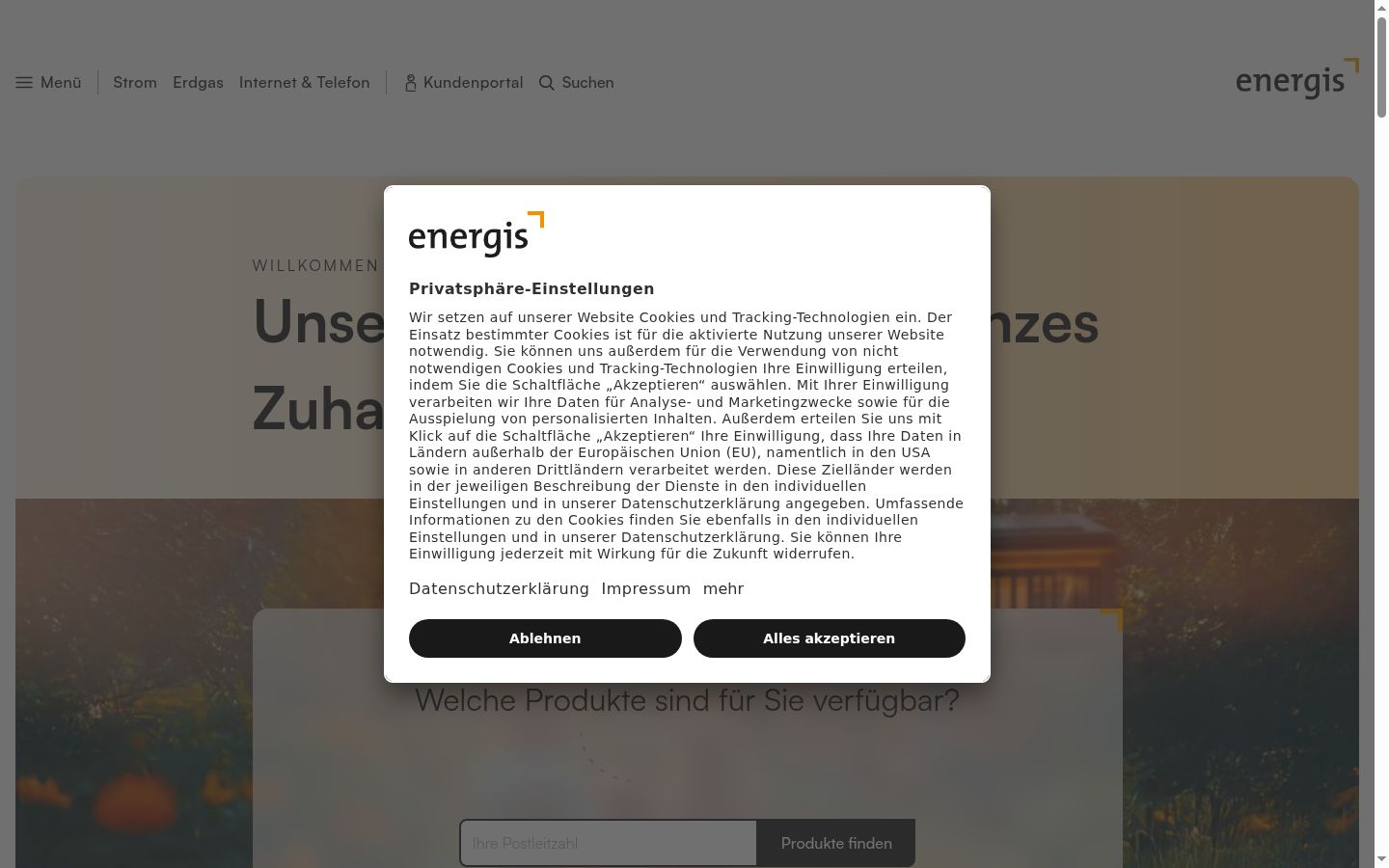 Screenshot tal-banner tal-kunsens muri qabel kwalunkwe interazzjoni