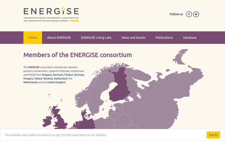 Screenshot von energise-project.eu