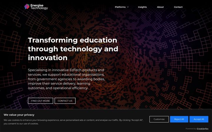 Snímek obrazovky energisetechnology.co.uk